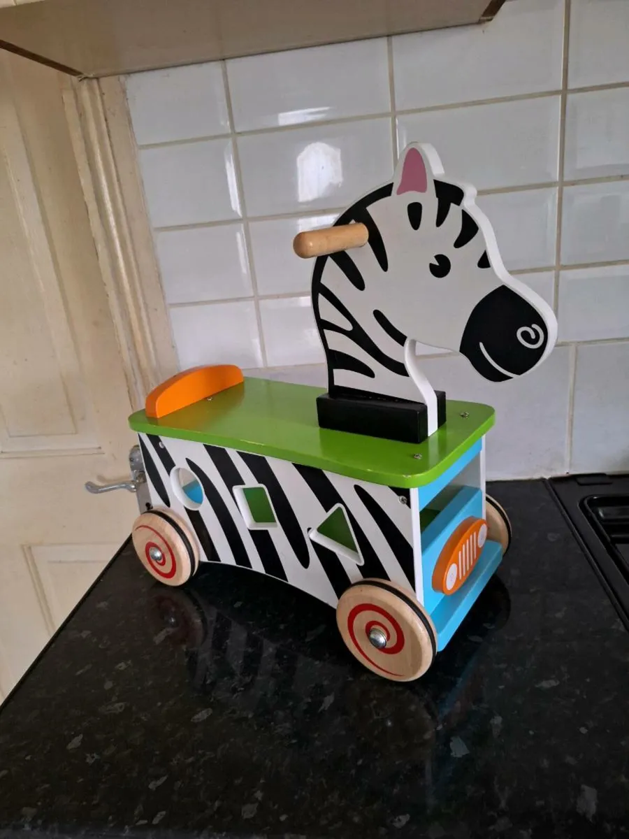 Lovely wooden zebra walker